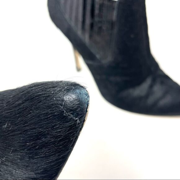 TOPSHOP Black Calf Hair Heeled Chelsea Boots Size 38/8 - Picture 9 of 10